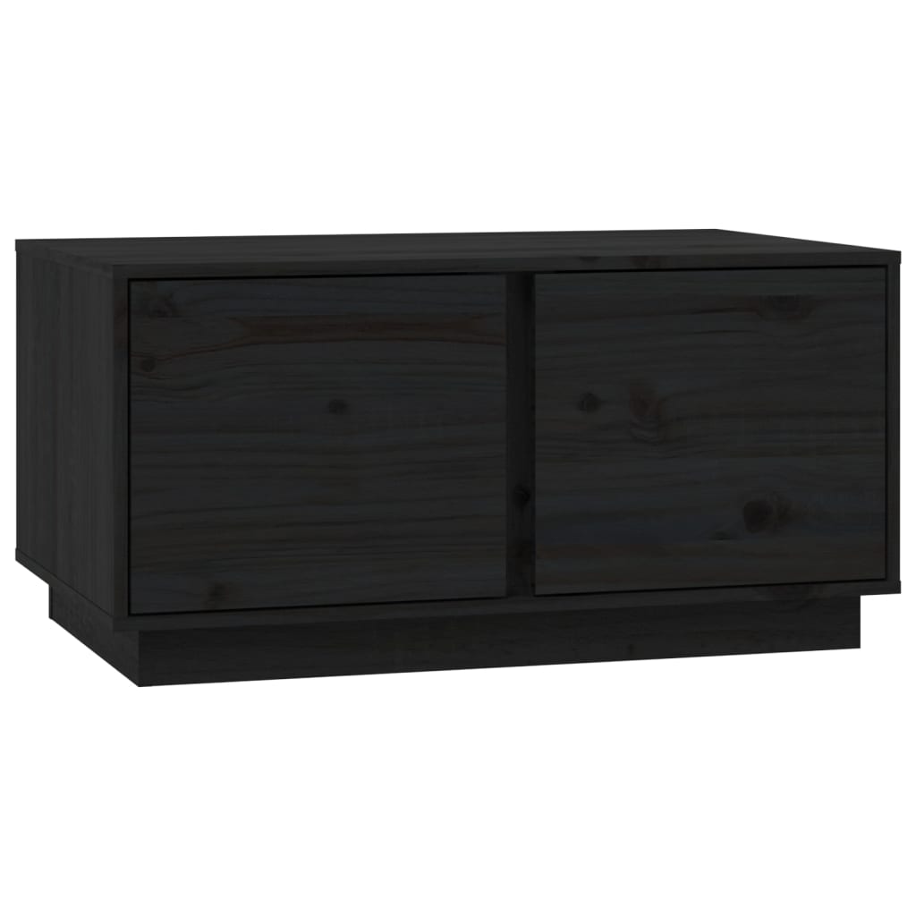 Fekete tömör fenyőfa dohányzóasztal 80 x 50 x 40 cm Fekete tömör fenyőfa dohányzóasztal 80 x 50 x 40 cm