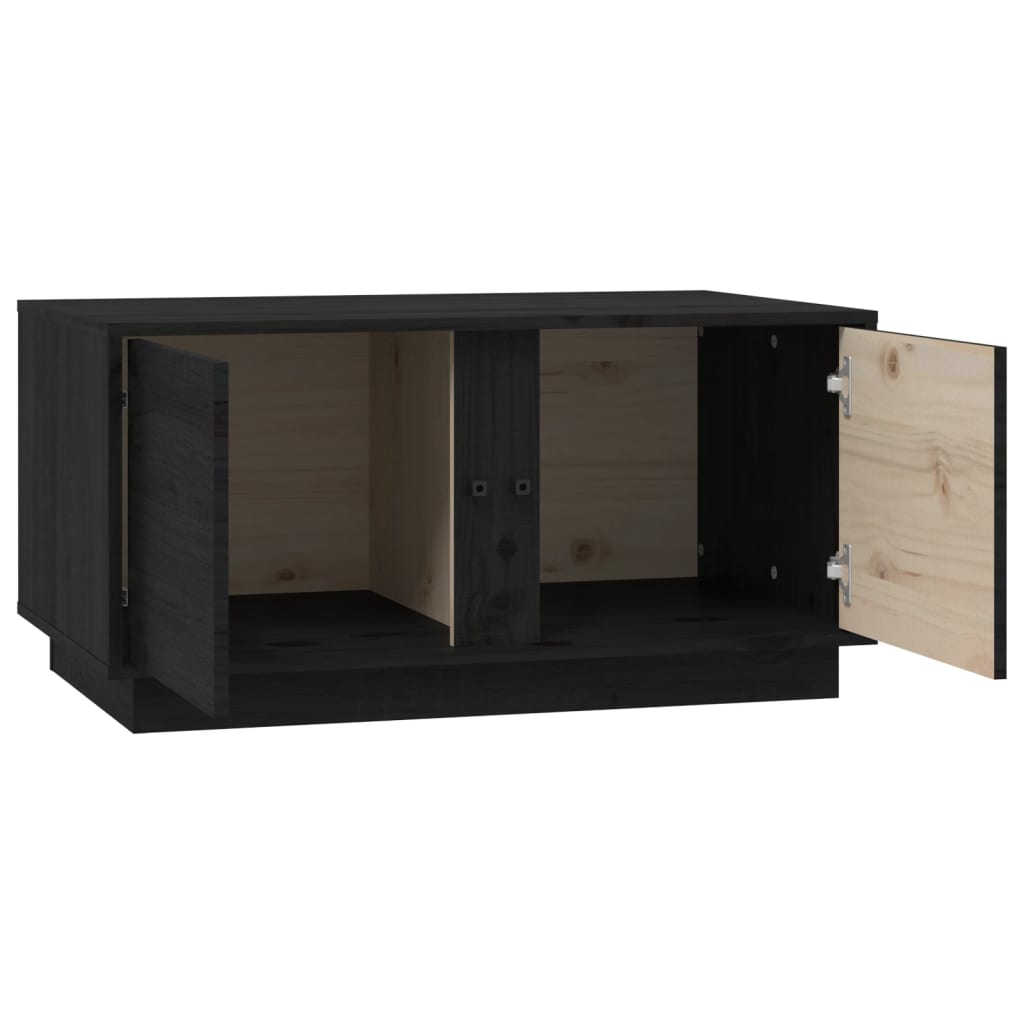 Fekete tömör fenyőfa dohányzóasztal 80 x 50 x 40 cm Fekete tömör fenyőfa dohányzóasztal 80 x 50 x 40 cm