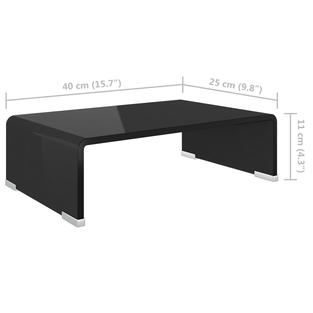 Fekete üveg tv/monitor állvány 40x25x11 cm