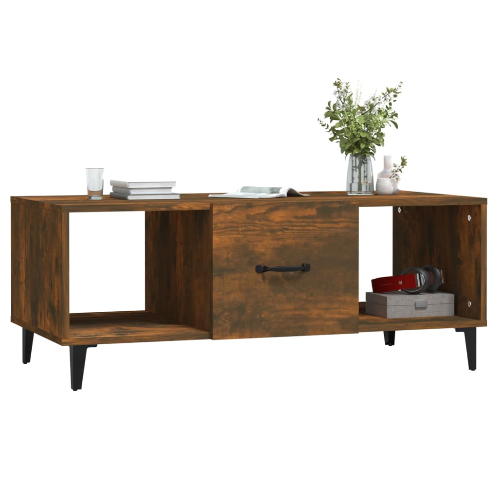 Füstös tölgy színű szerelt fa dohányzóasztal 102 x 50 x 40 cm Füstös tölgy színű szerelt fa dohányzóasztal 102 x 50 x 40 cm