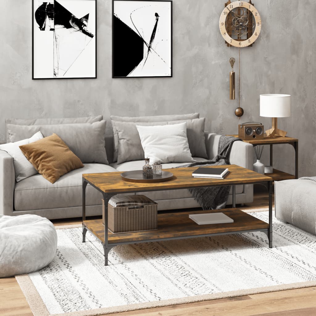 Füstös tölgyszínű fatermék dohányzóasztal 100 x 50 x 40 cm