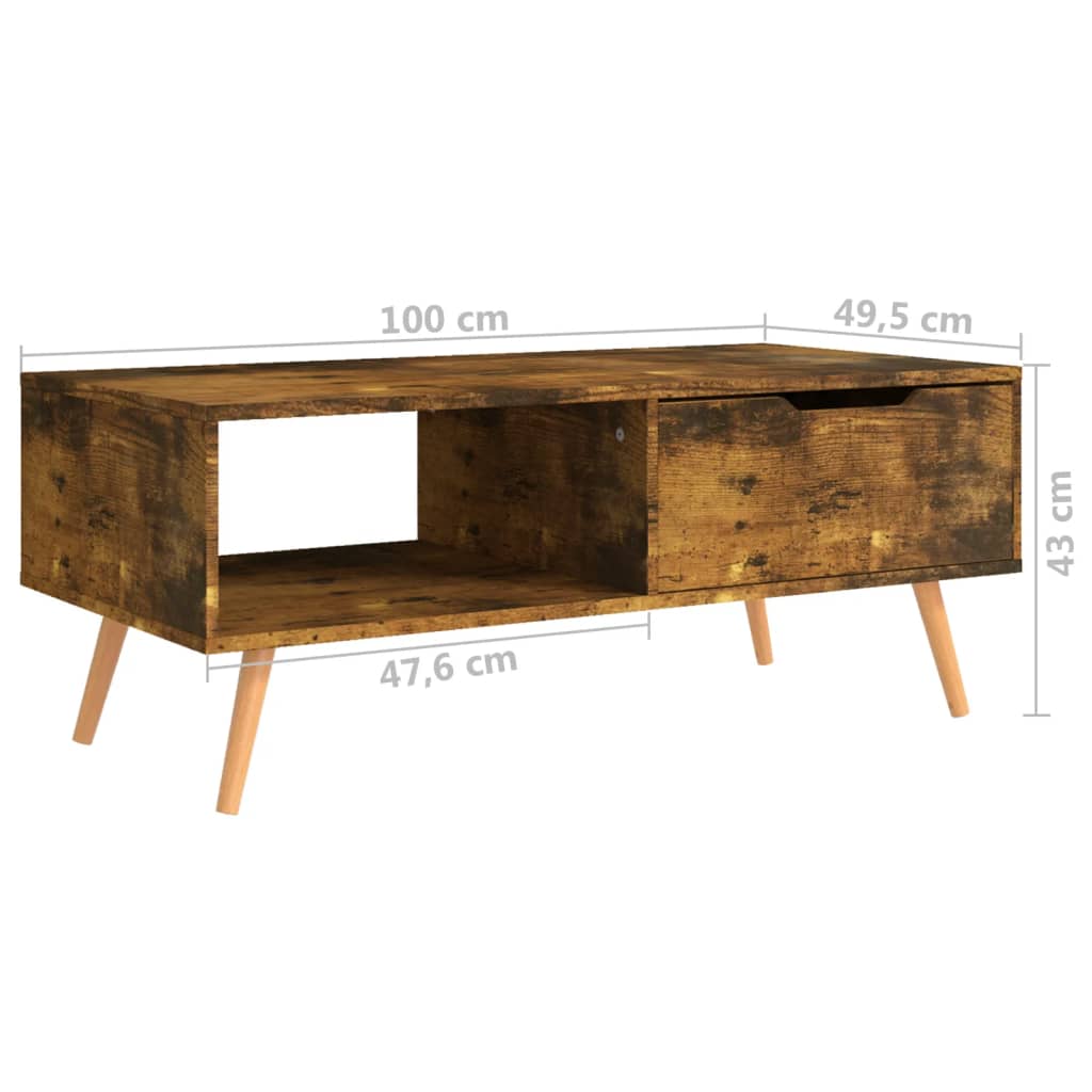 Füstös tölgyszínű forgácslap dohányzóasztal 100 x 49,5 x 43 cm Füstös tölgyszínű forgácslap dohányzóasztal 100 x 49,5 x 43 cm