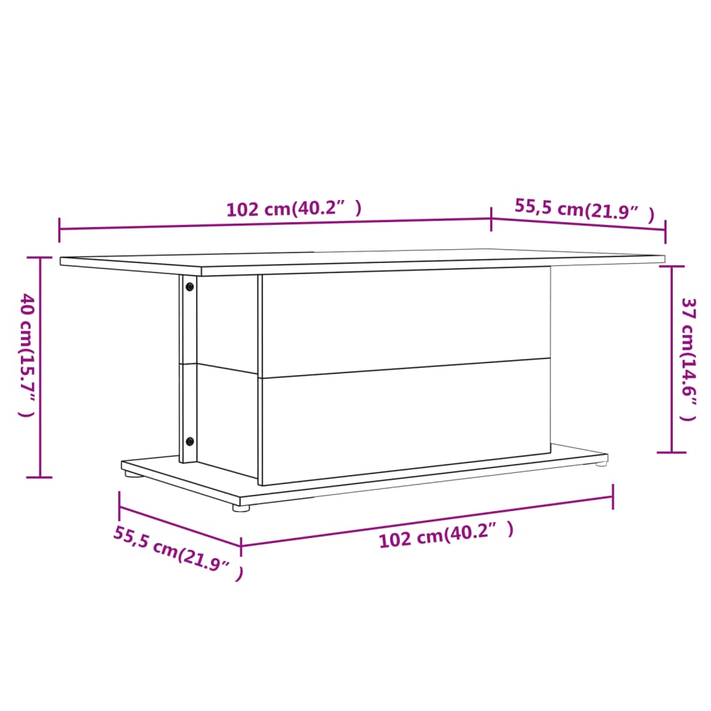 Füstös tölgyszínű forgácslap dohányzóasztal 102 x 55,5 x 40 cm Füstös tölgyszínű forgácslap dohányzóasztal 102 x 55,5 x 40 cm