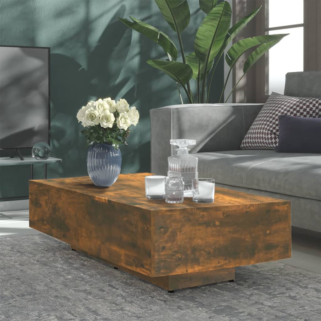 Füstös tölgyszínű szerelt fa dohányzóasztal 115 x 60 x 31 cm