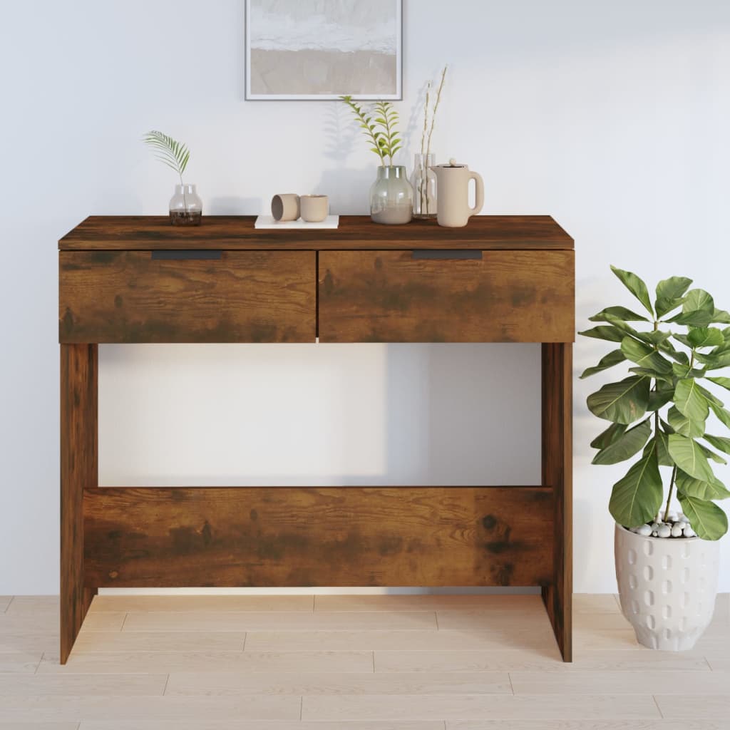 Füstös tölgyszínű szerelt fa tálalóasztal 90 x 36 x 75 cm