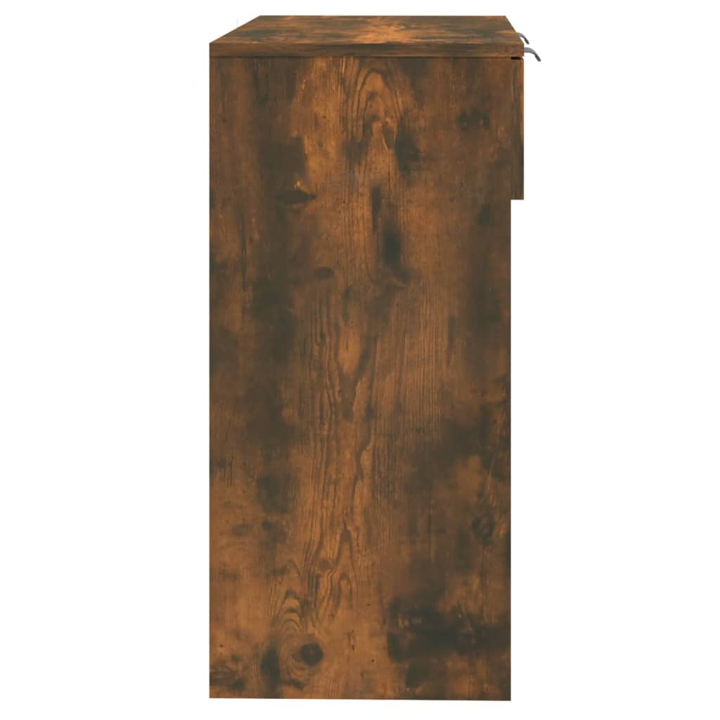 Füstös tölgyszínű szerelt fa tálalóasztal 90 x 36 x 75 cm