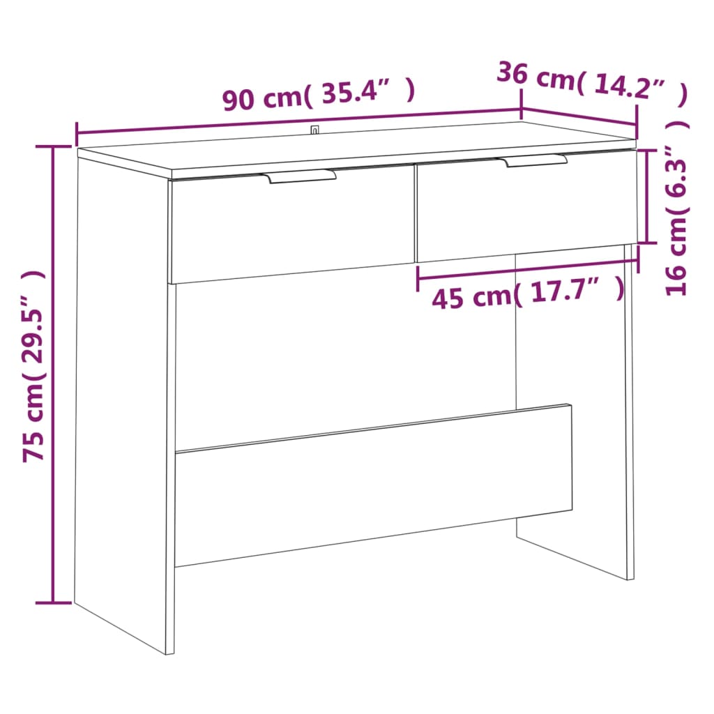 Füstös tölgyszínű szerelt fa tálalóasztal 90 x 36 x 75 cm