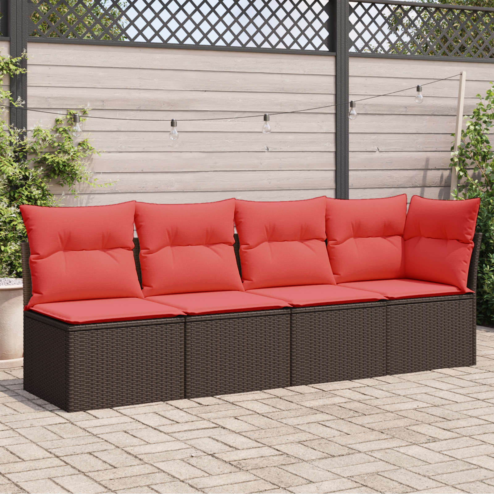 | kerti kanapé | párnával barna 227 x 62 x 69 cm polirattan