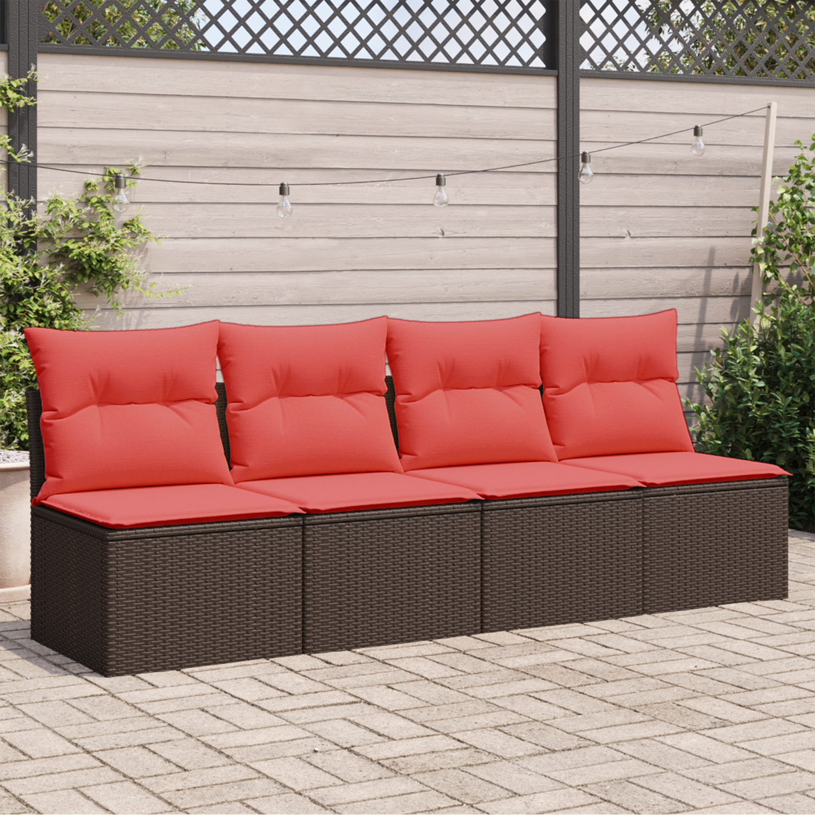 | kerti kanapé | párnával barna 227 x 62 x 69 cm polirattan