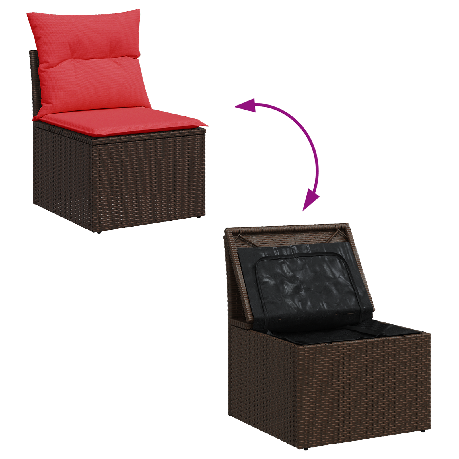 | kerti kanapé | párnával barna 55 x 62 x 69 cm poli rattan