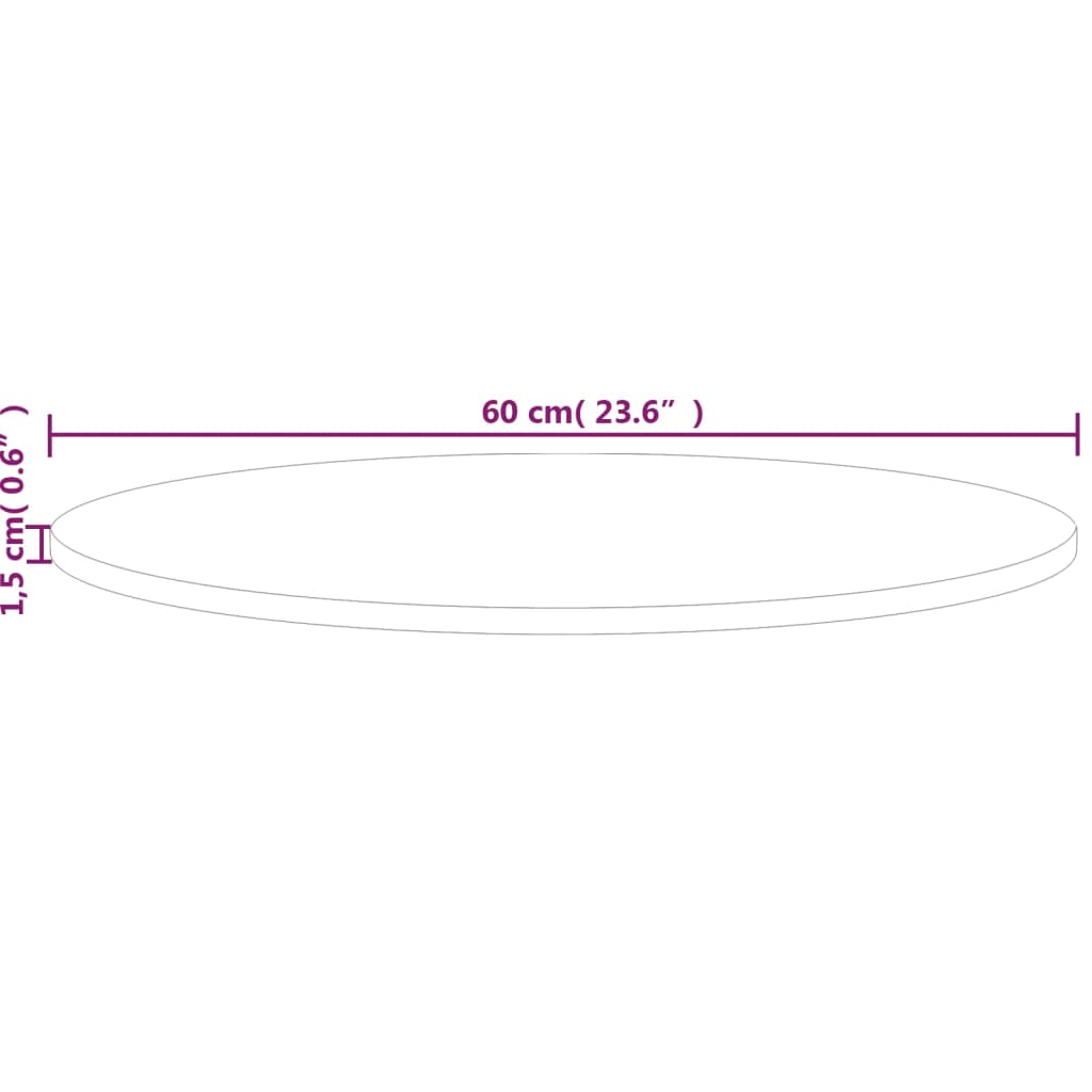 Kerek kezeletlen tömör tölgyfa asztallap ø60 x 1,5 cm