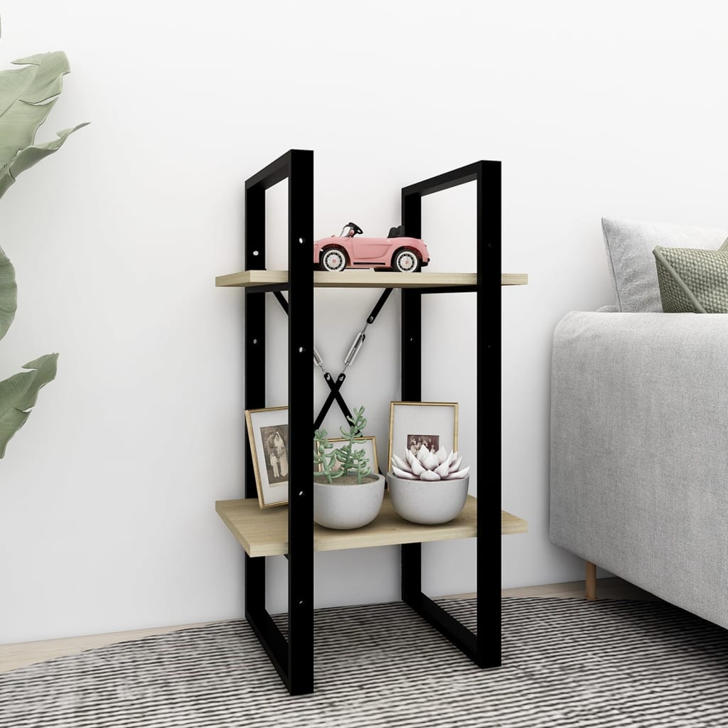 Kétszintes sonoma-tölgyszínű könyvszekrény 40 x 30 x 70 cm