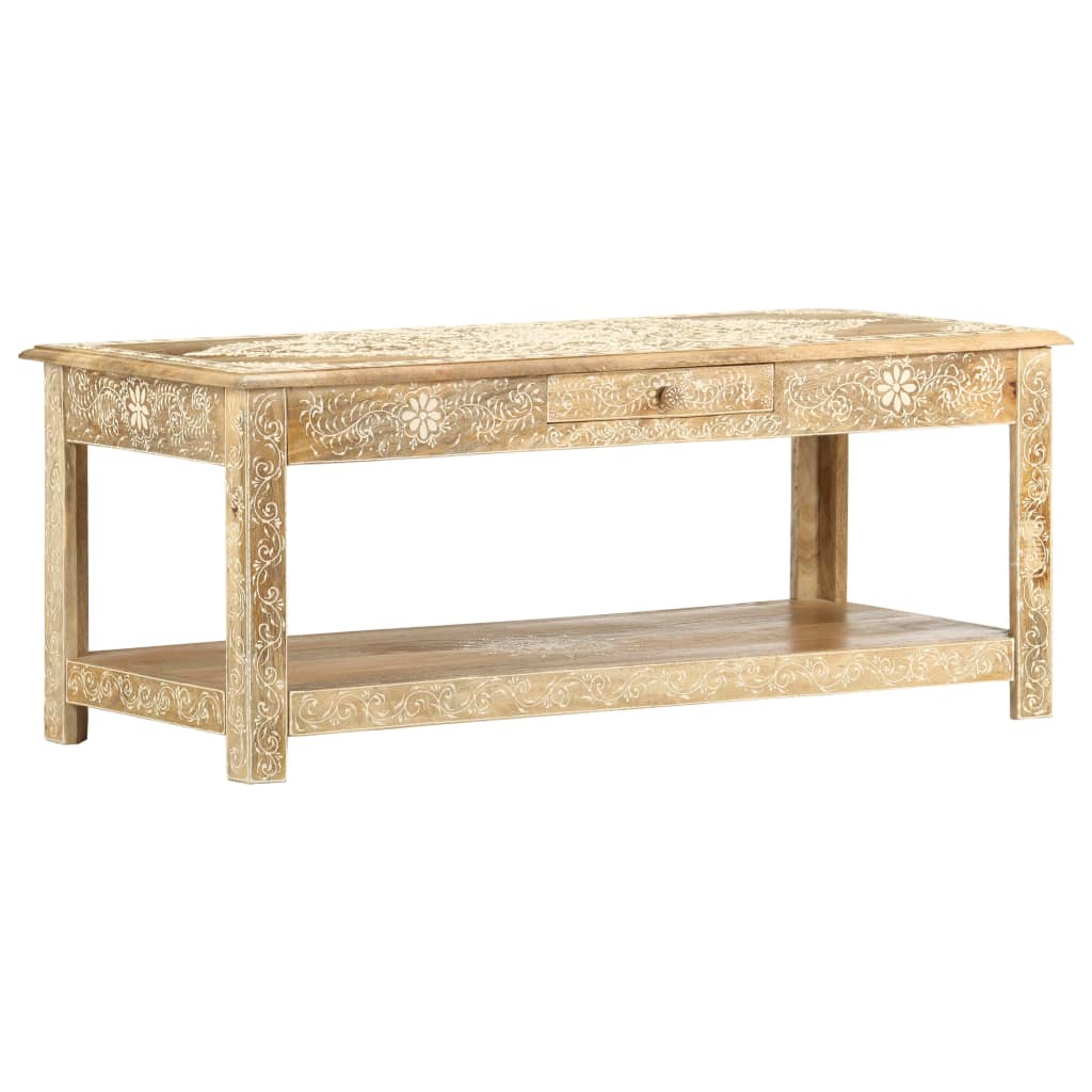Kézzel festett tömör mangófa dohányzóasztal 110 x 50 x 45 cm