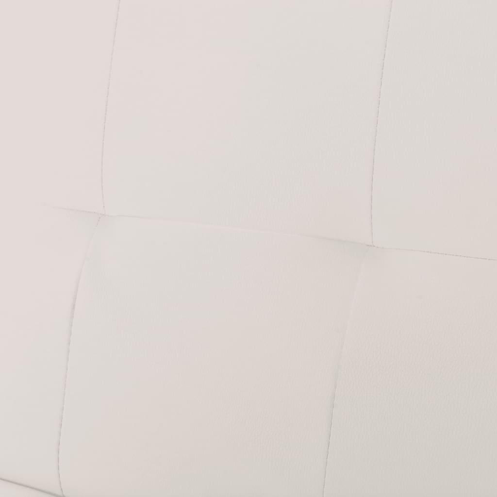 Krémfehér, dönthető műbőr kanapéágy két párnával Krémfehér, dönthető műbőr kanapéágy két párnával