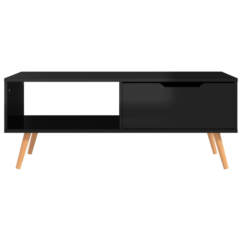 Magasfényű fekete forgácslap dohányzóasztal 100 x 49,5 x 43 cm Magasfényű fekete forgácslap dohányzóasztal 100 x 49,5 x 43 cm