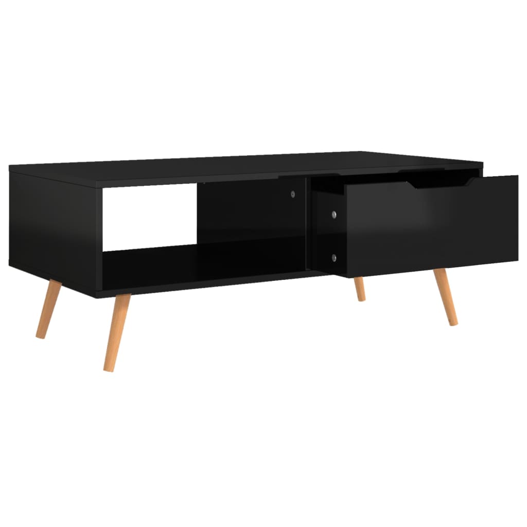 Magasfényű fekete forgácslap dohányzóasztal 100 x 49,5 x 43 cm Magasfényű fekete forgácslap dohányzóasztal 100 x 49,5 x 43 cm