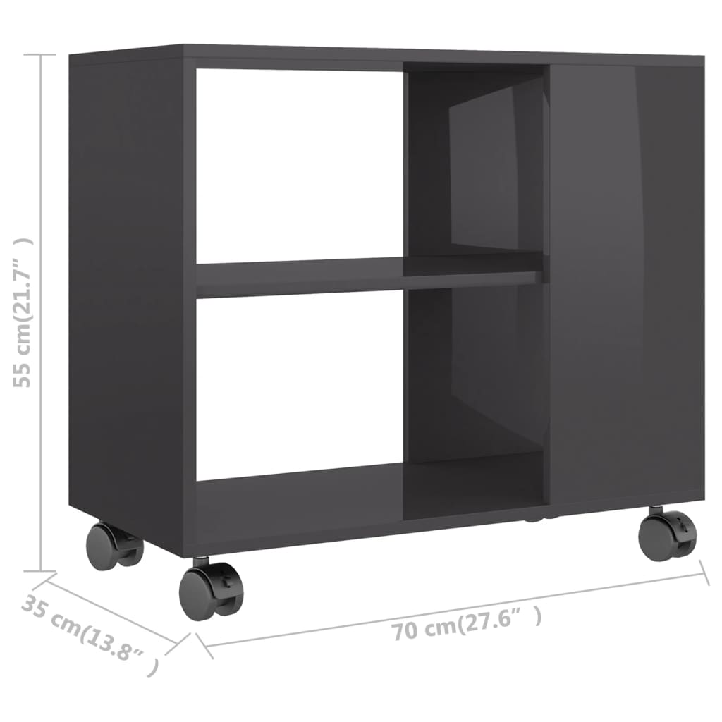 Magasfényű szürke forgácslap tálalóasztal 70 x 35 x 55 cm Magasfényű szürke forgácslap tálalóasztal 70 x 35 x 55 cm
