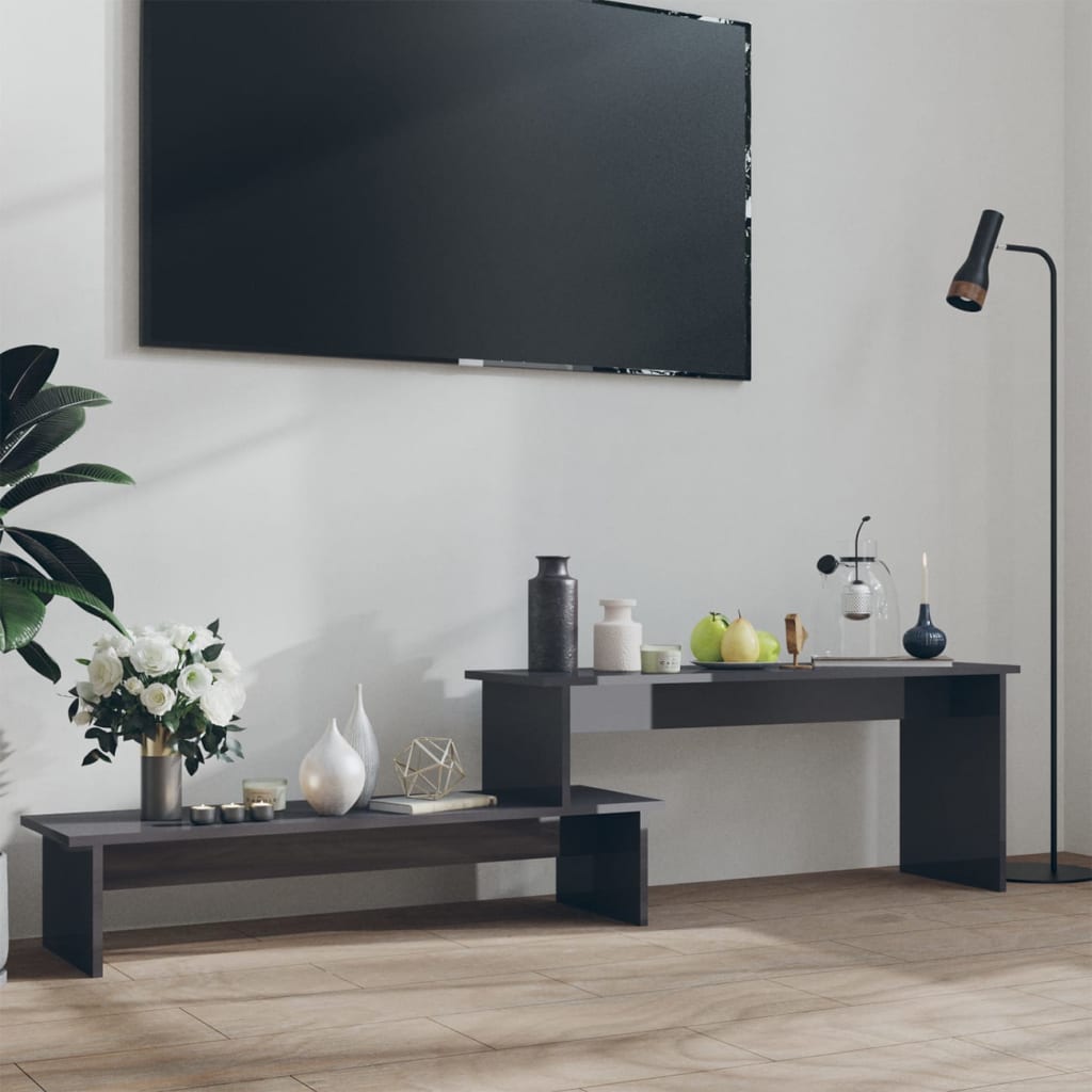 Magasfényű szürke forgácslap tv-szekrény 180 x 30 x 43 cm Magasfényű szürke forgácslap tv-szekrény 180 x 30 x 43 cm