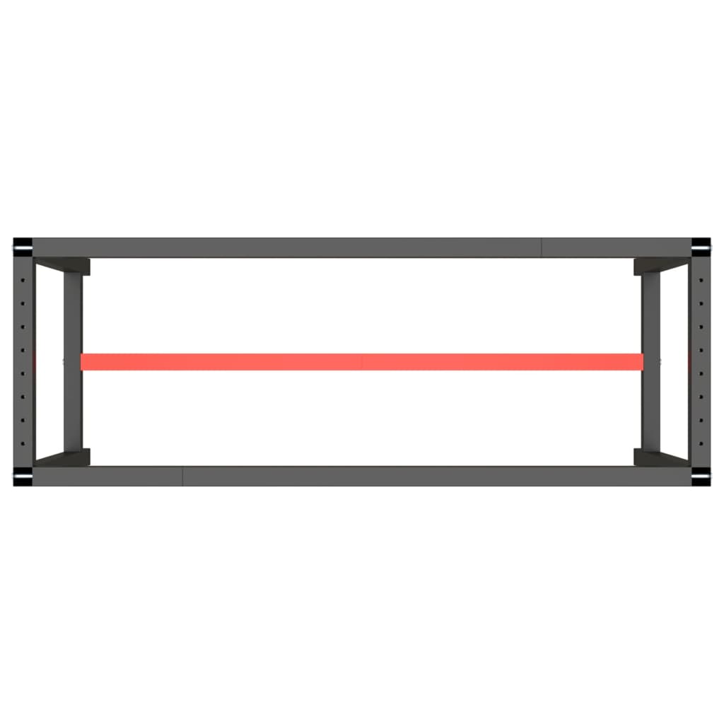 Matt fekete-vörös fém munkapadváz 140 x 50 x 79 cm