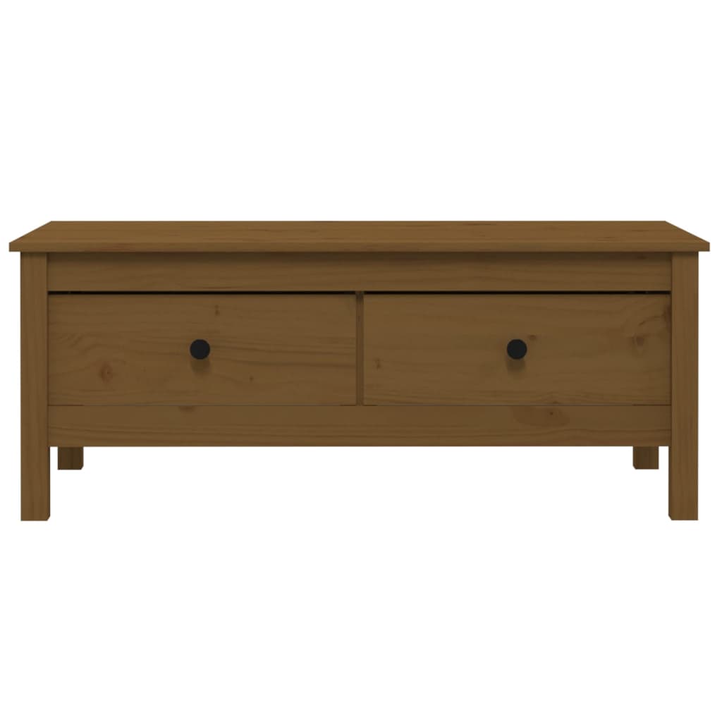 Mézbarna tömör fenyőfa dohányzóasztal 100 x 50 x 40 cm