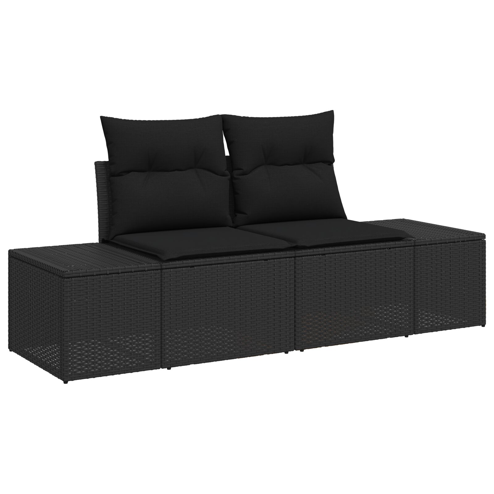 2-fős kerti kanapé tárolóval és párnákkal fekete poli rattan 2-fős kerti kanapé tárolóval és párnákkal fekete poli rattan