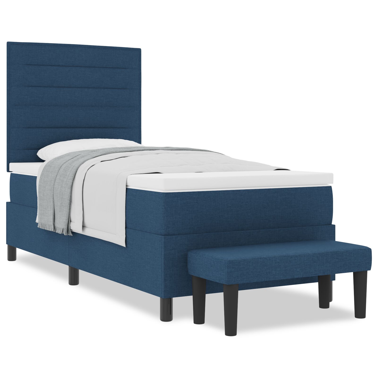 Boxspring ágy matraccal & padlóval kék 80x200 cm szövet