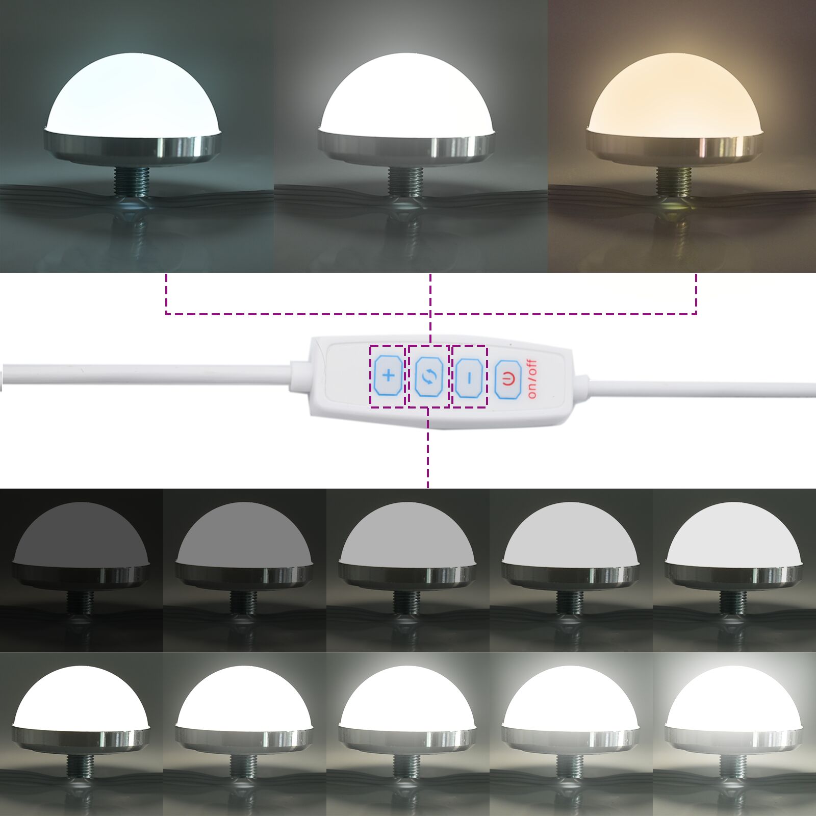 2 darabos öltöztetőasztal szett led világítással, beton szürke, összeszerelt fa