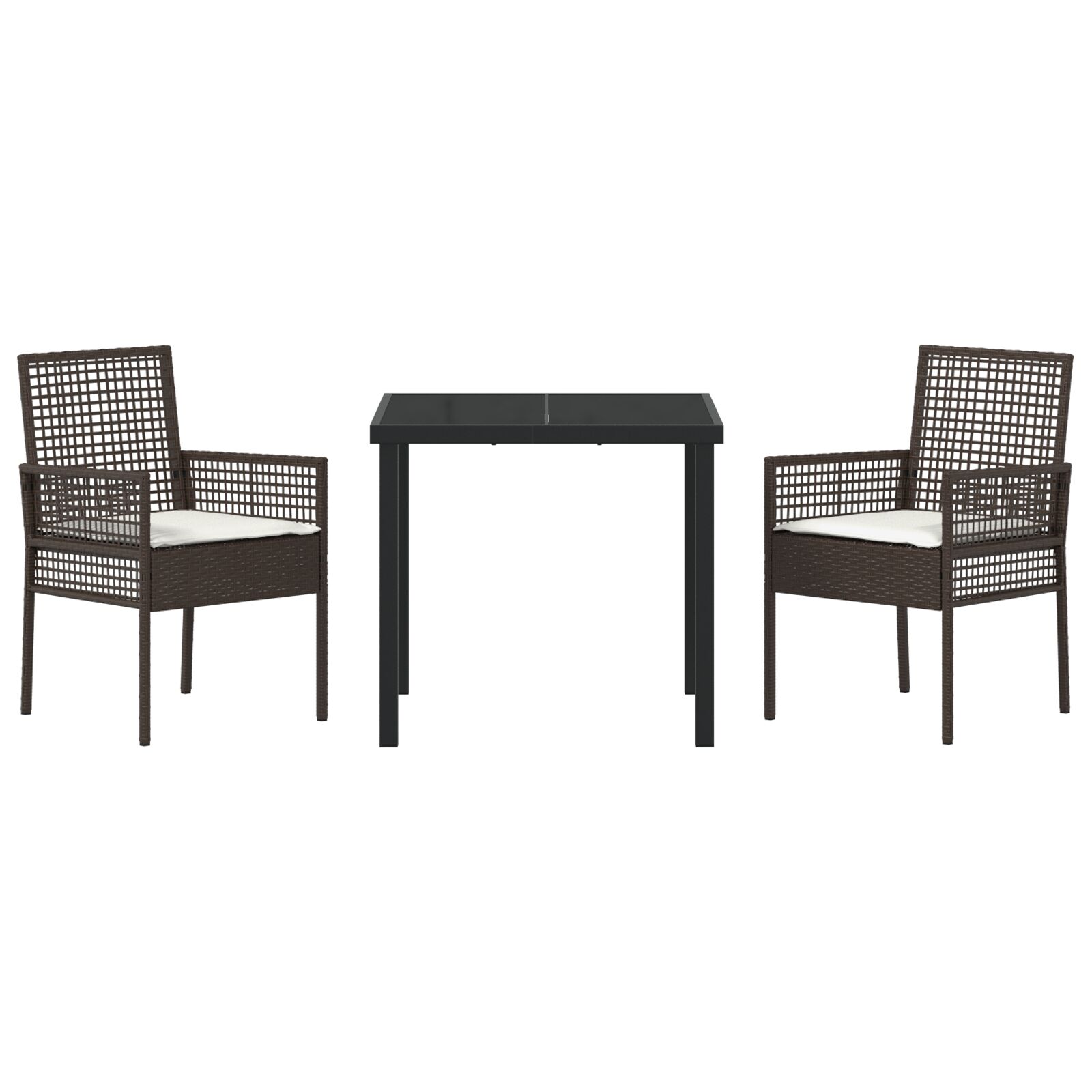 3 darabos kerti étkezőszett párnákkal barna poli rattan