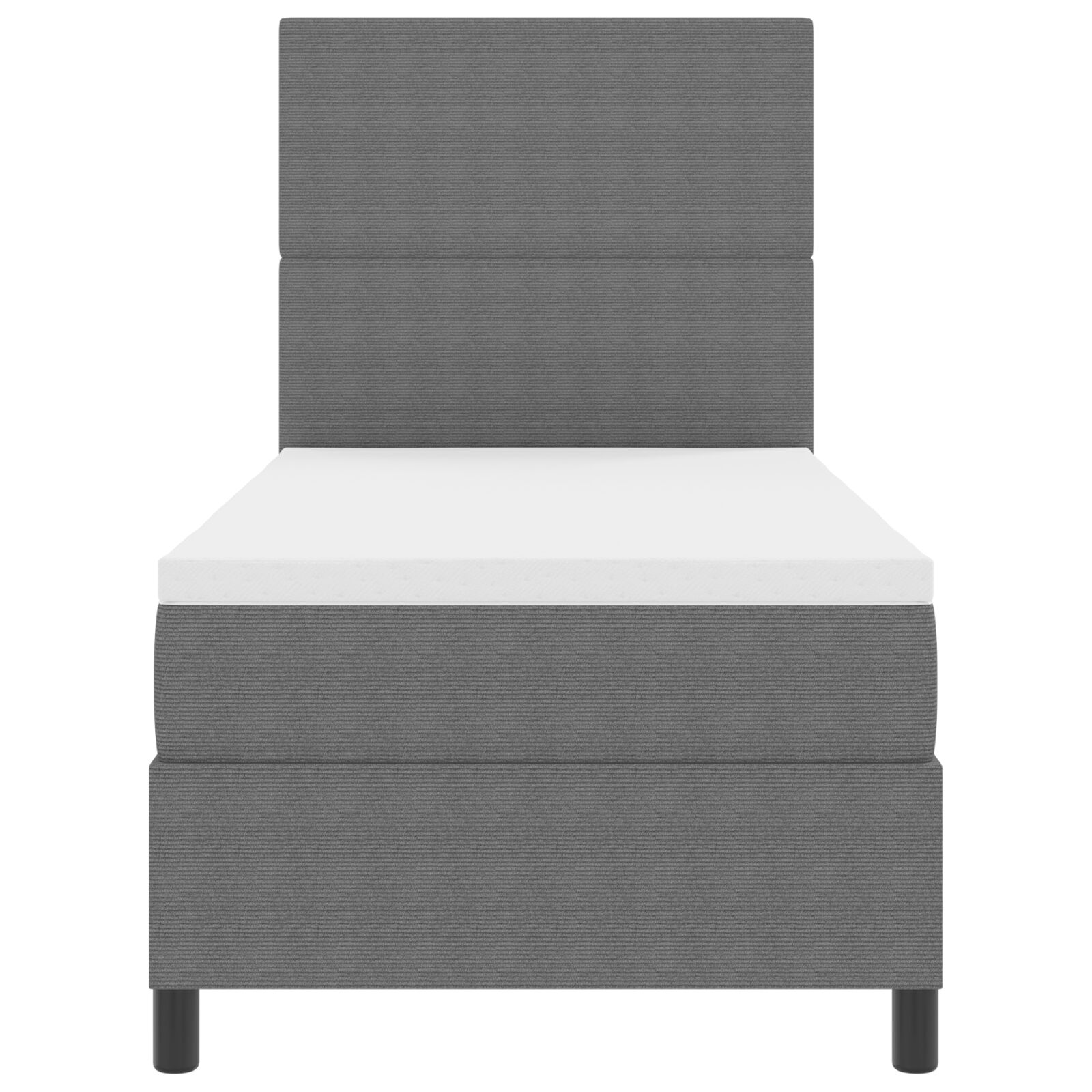 Box spring ágy matraccal világosszürke egyszemélyes kordbársony anyaggal