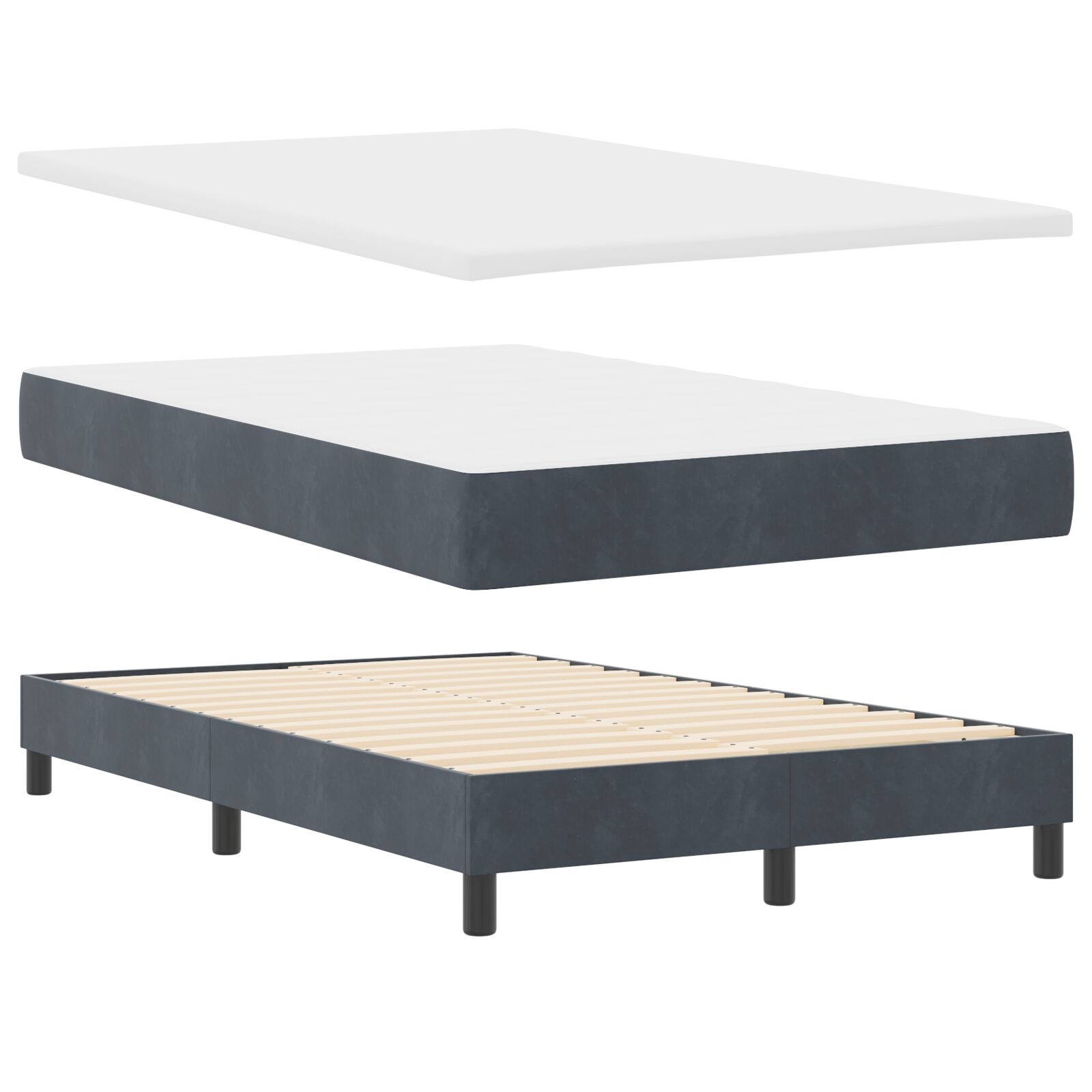 Boxspring ágy matracal sötétszürke 120x200 cm bársonyos