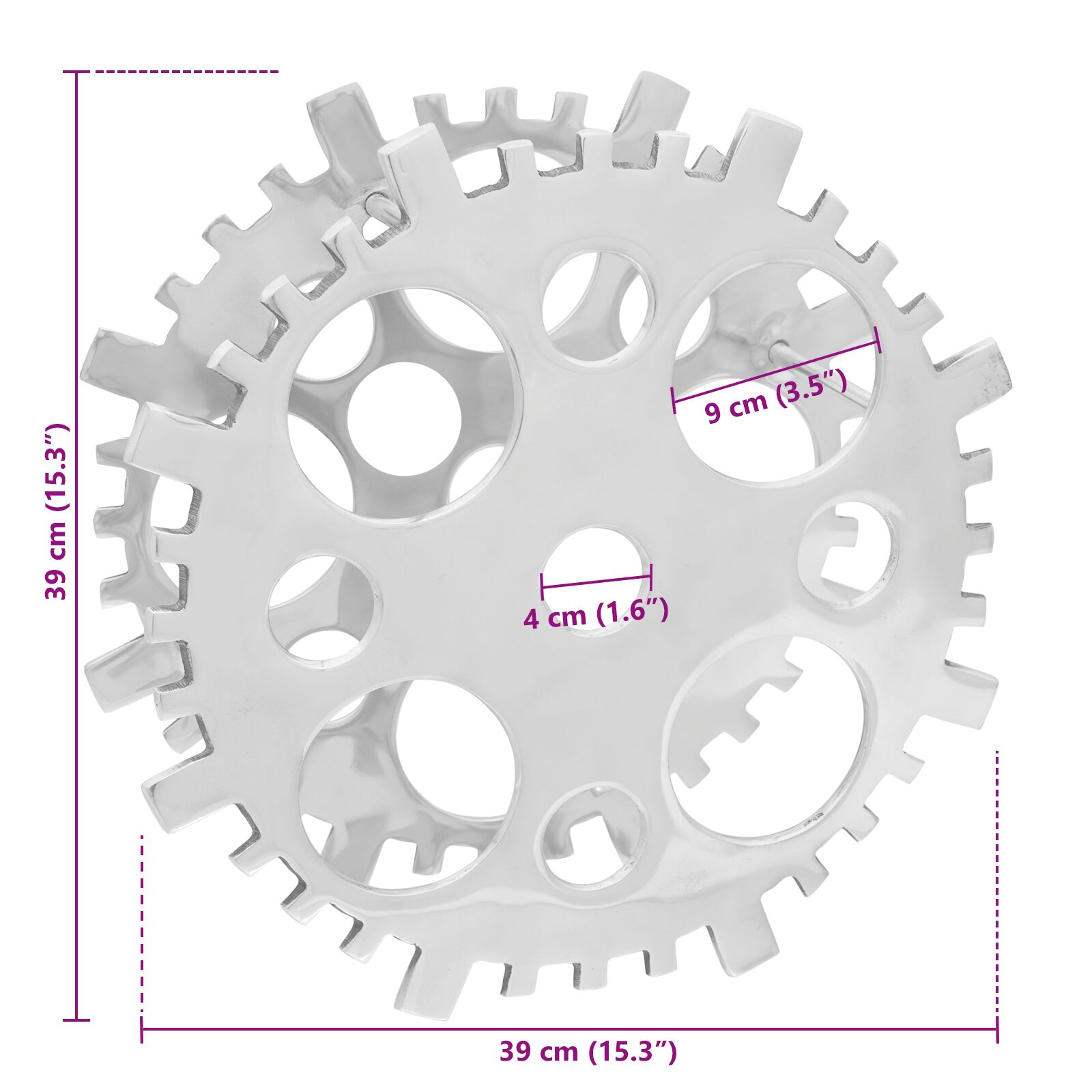 Borállvány ezüst 39x14x39 cm alumínium
