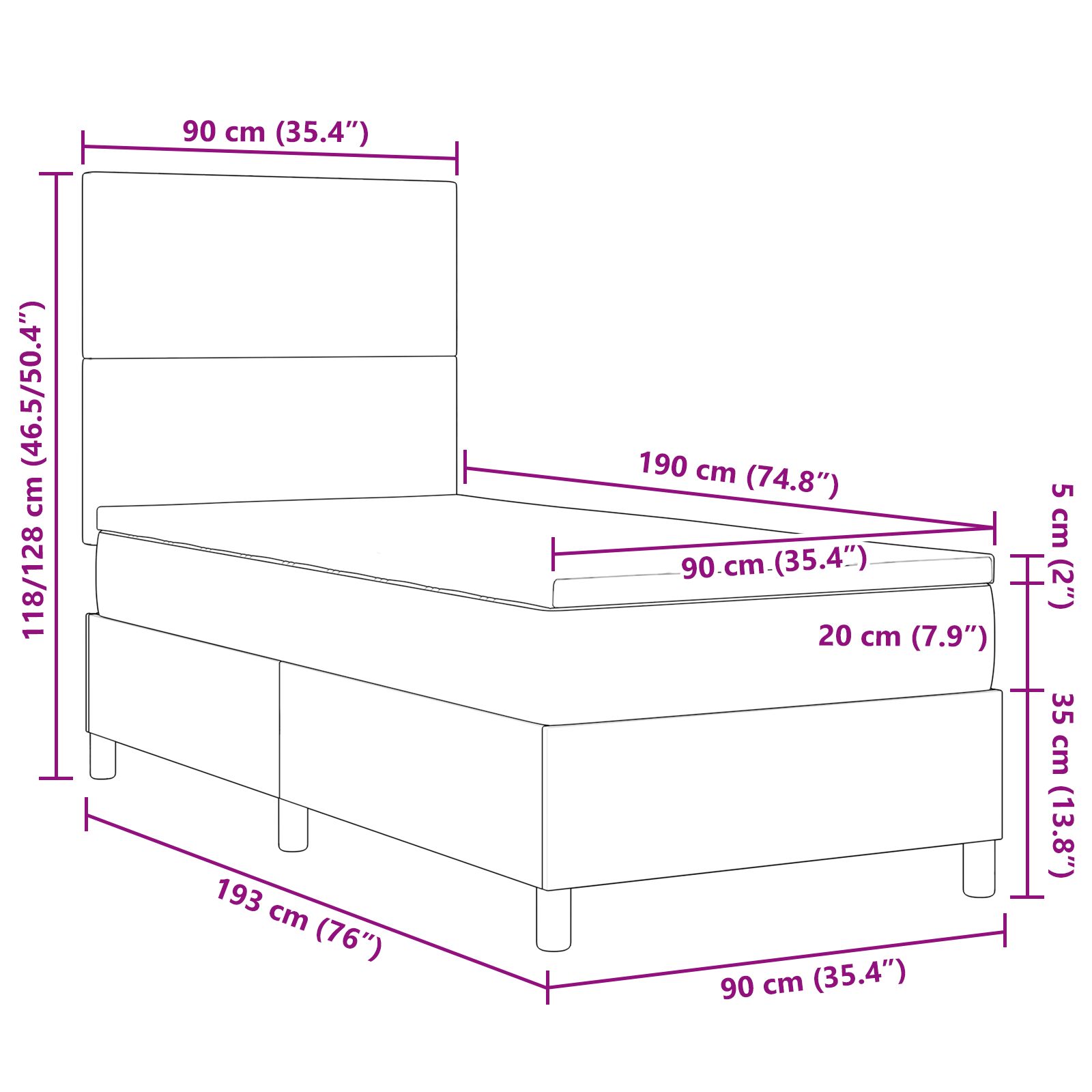 Box spring ágy matraccal világosszürke egyszemélyes kordbársony anyaggal