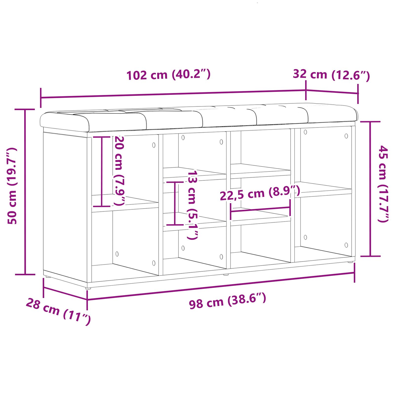 Tároló pad fekete tölgy 100x30x48 cm műszaki fa