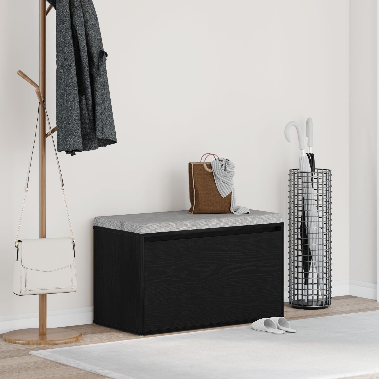 Fészek pad fekete tölgy 80x40x45 cm mérnöki fa