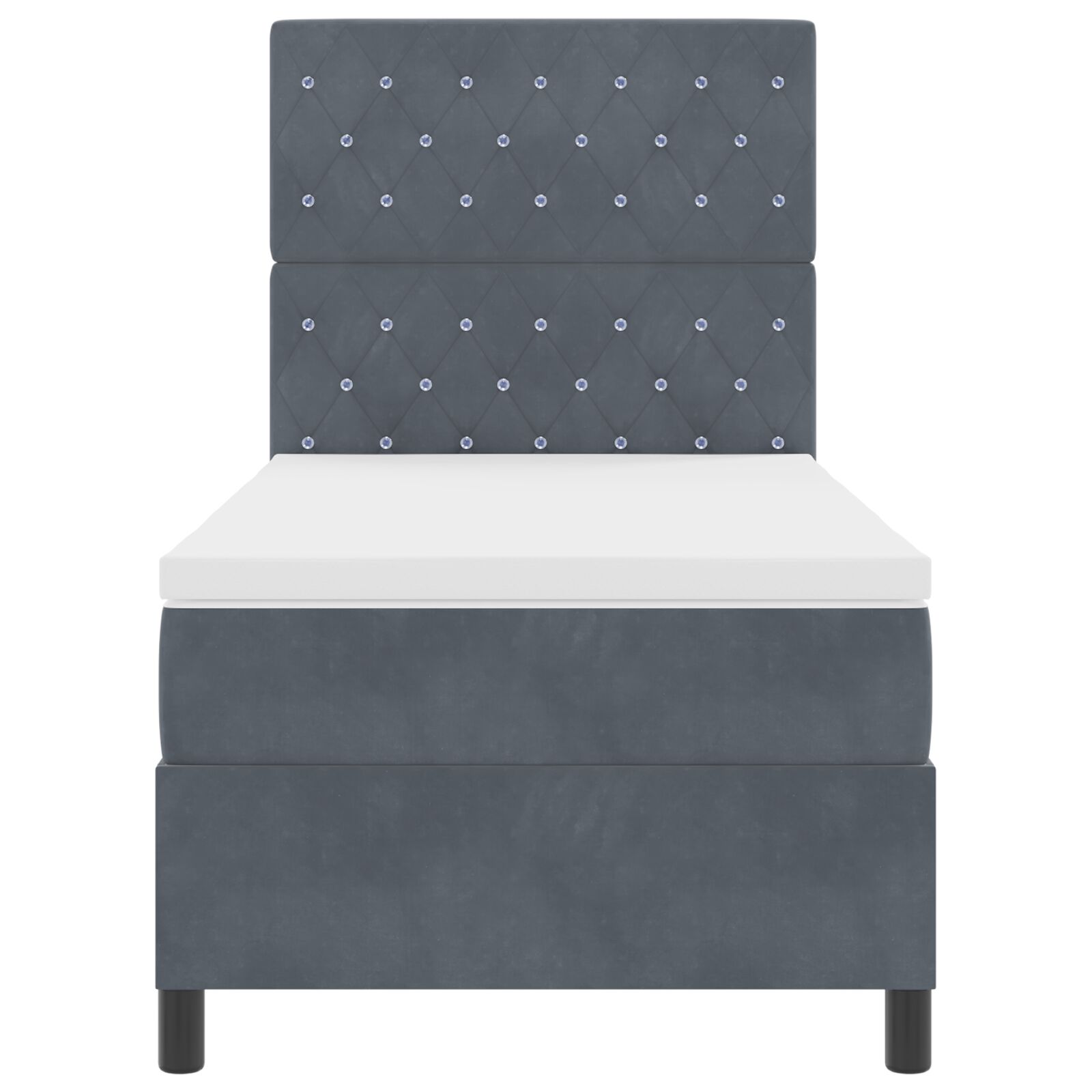 Boxspring ágy matraccal sötétszürke 100x200 cm bársony