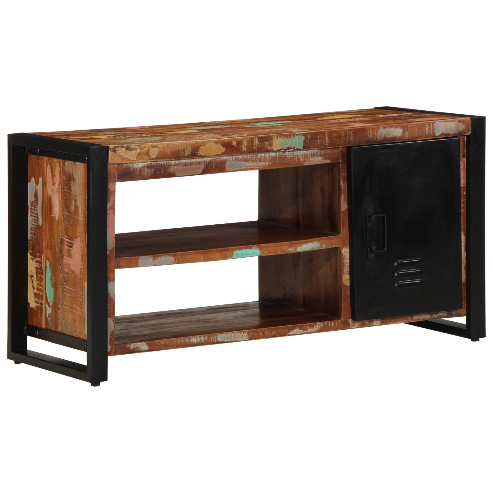 Cipőpad többszínű 100x40x50 cm tömör újrahasznosított fa