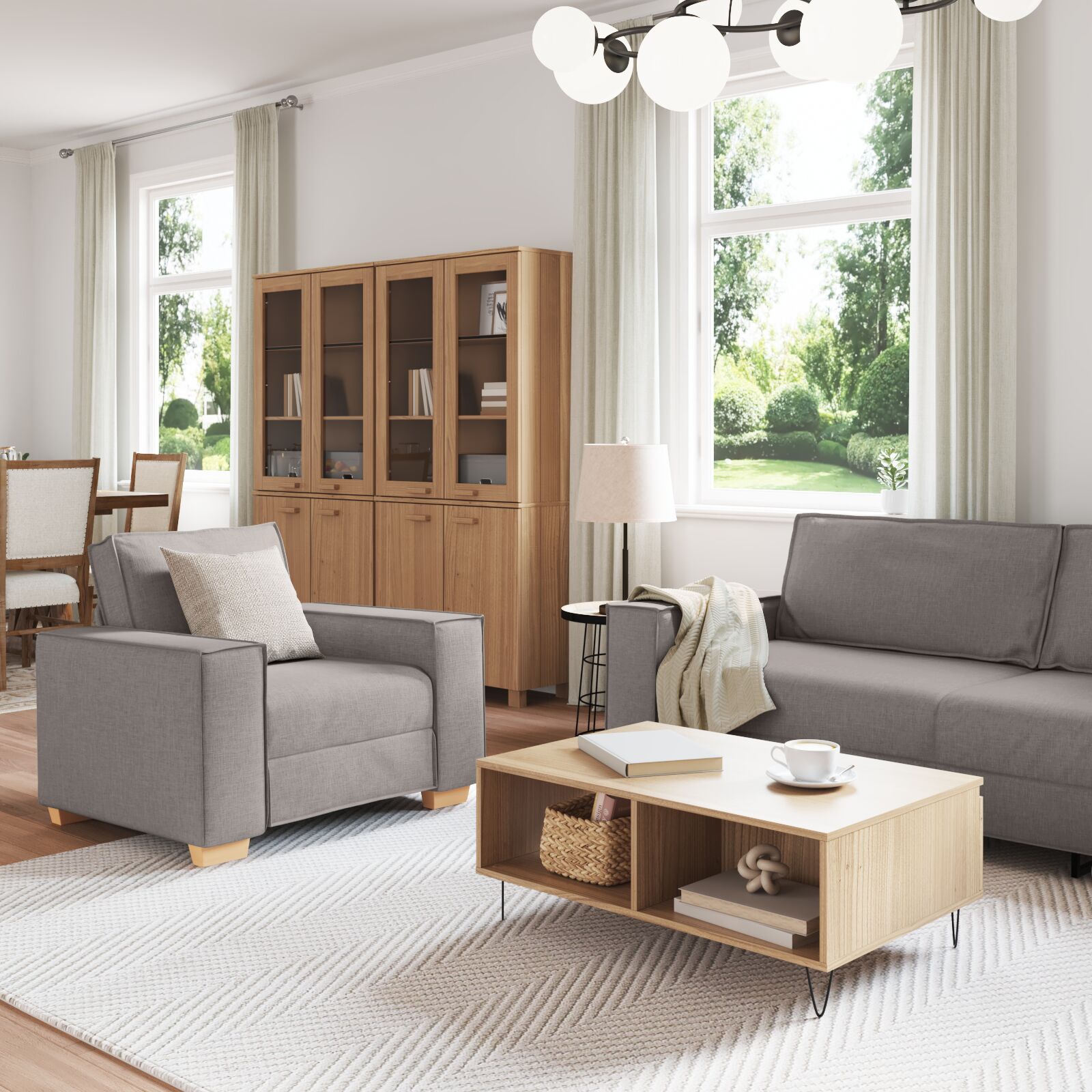 3 darabos kanapé szett párnákkal, taupe szövet