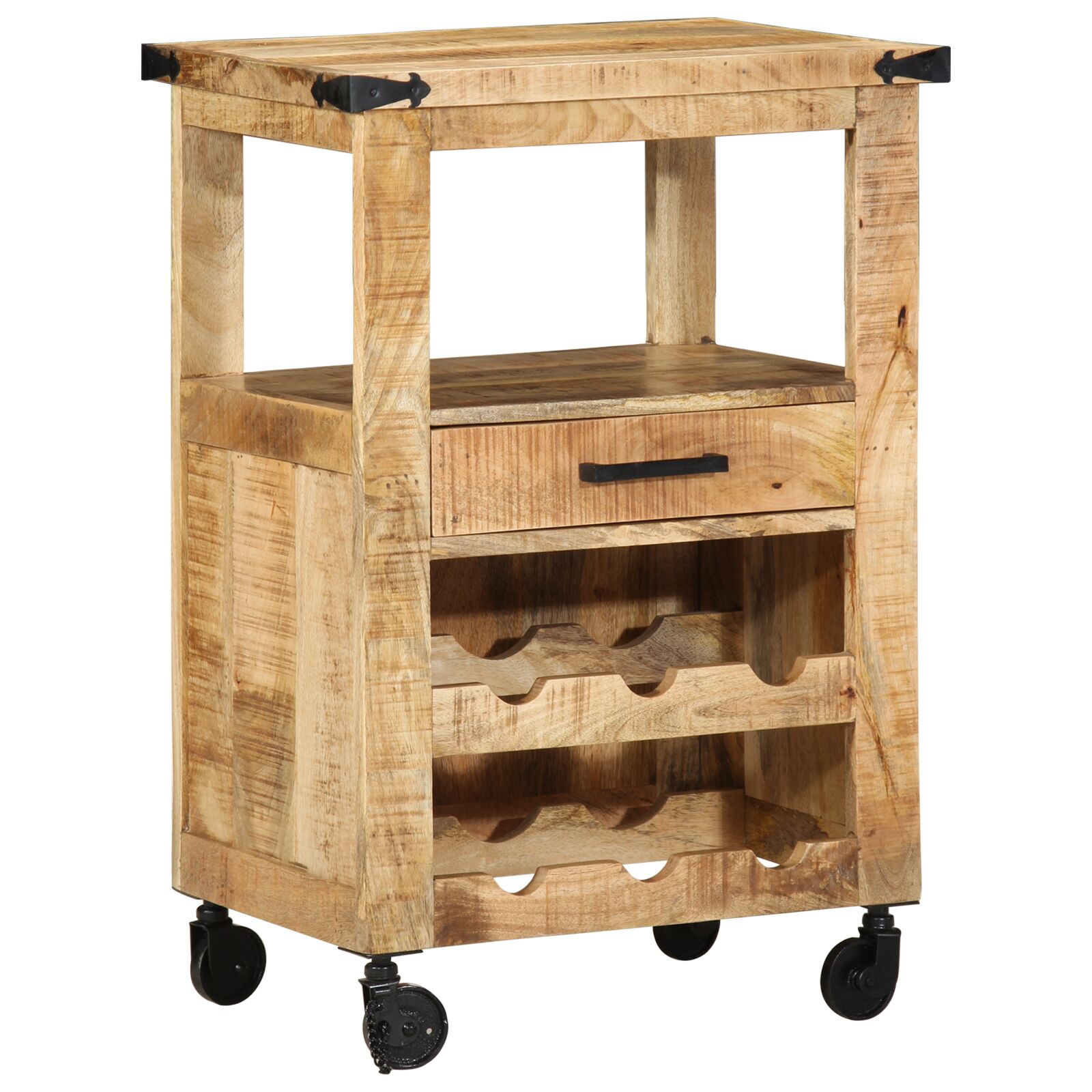 Konyhai kocsi 55x40x80 cm tömör durva fa mangó Konyhai kocsi 55x40x80 cm tömör durva fa mangó