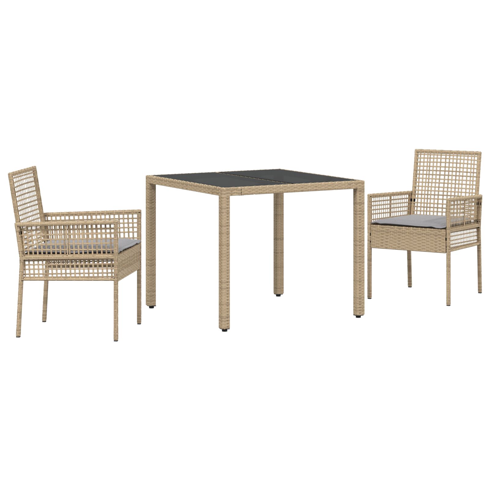 2 db bézs polirattan 90 x 90 x 75 cm uv-álló anyagok