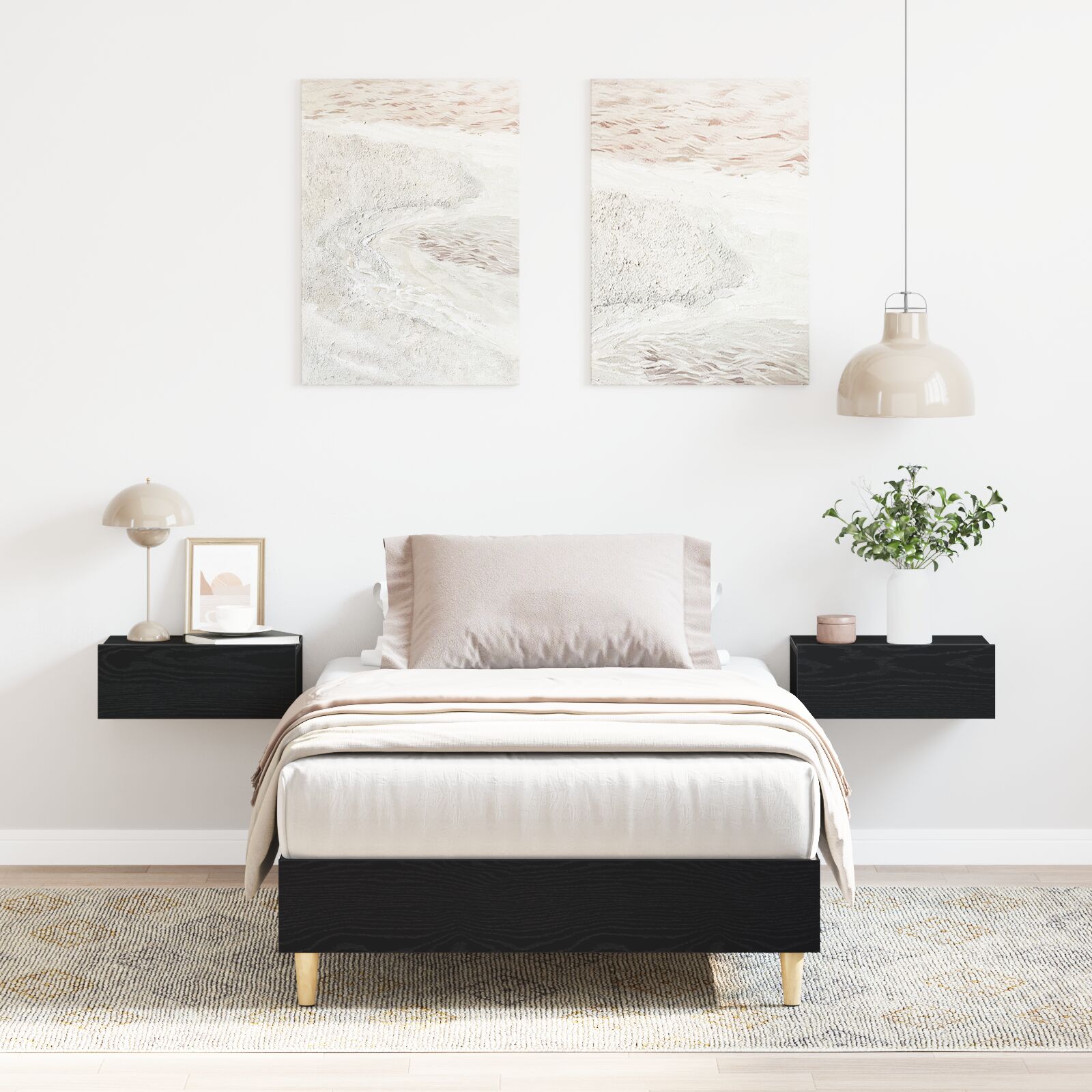 90x190 cm-es fekete tölgy merített fa ágykeret 90x190 cm-es fekete tölgy merített fa ágykeret