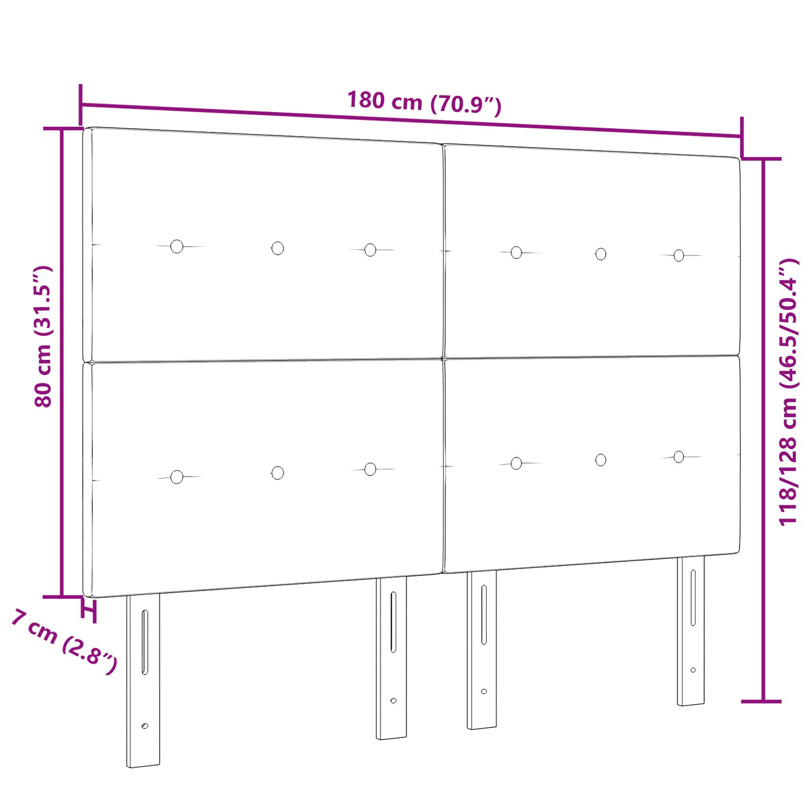Fejtámla gombos tűzött világosszürke 180 cm bársony
