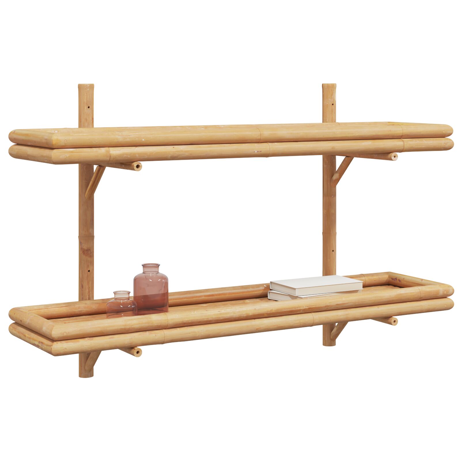 2 szintes falipolc 100x26x60 cm bambuszból