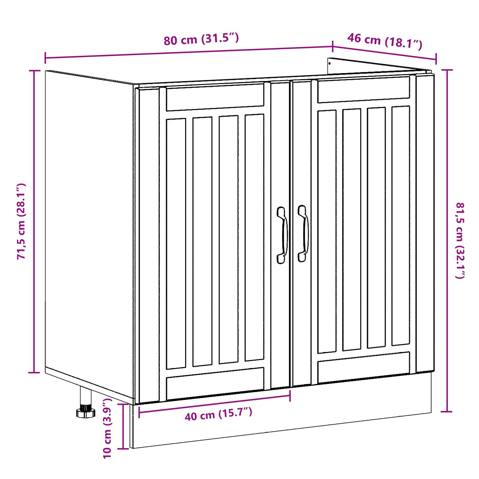 Konyhaszekrény 'lucca' dupla mosogatóval - régi fa, mérnöki fa
