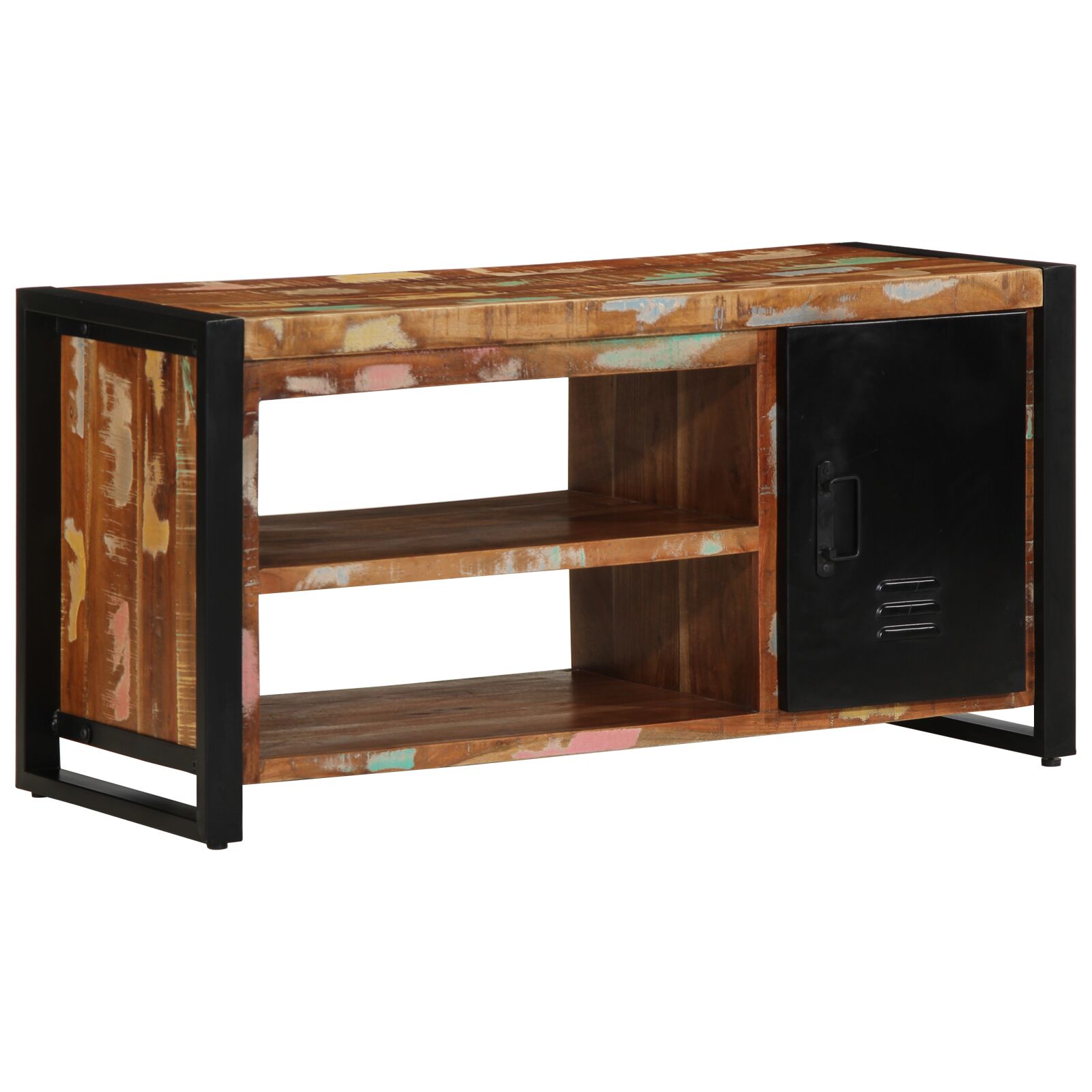 Cipőpad többszínű 100x40x50 cm tömör újrahasznosított fa