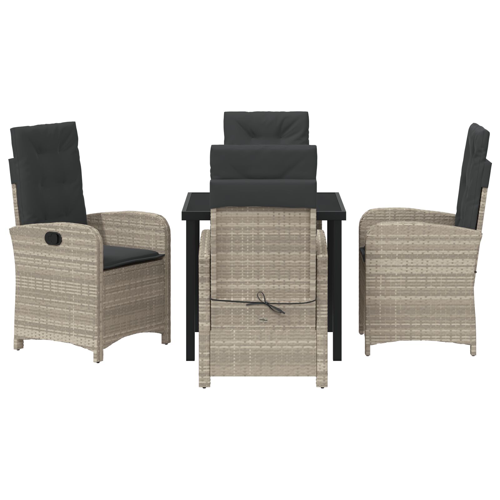 5 darabos kerti étkező szett párnákkal világosszürke polirattan