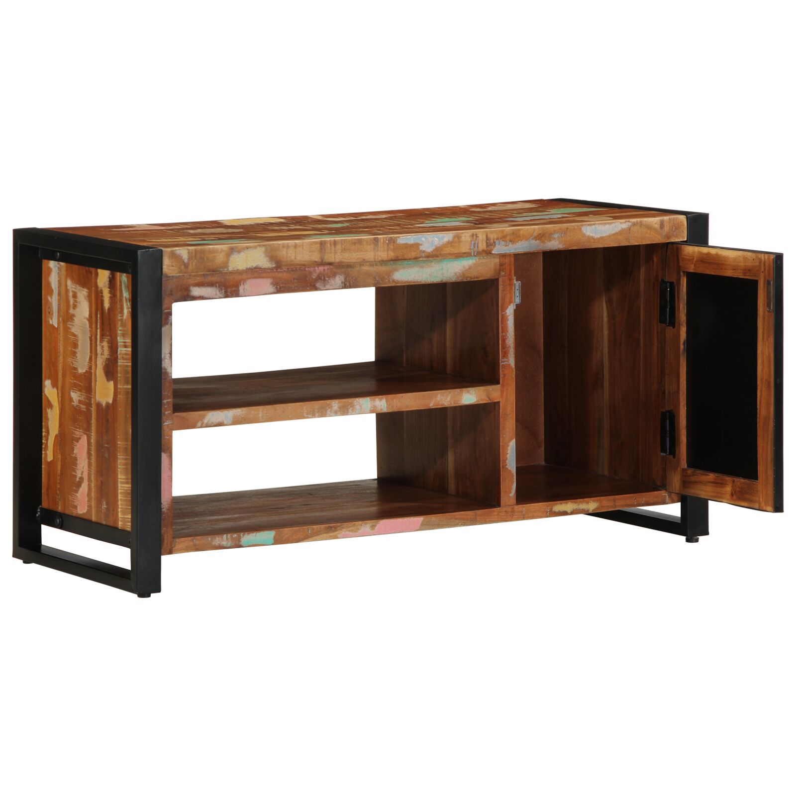 Cipőpad többszínű 100x40x50 cm tömör újrahasznosított fa