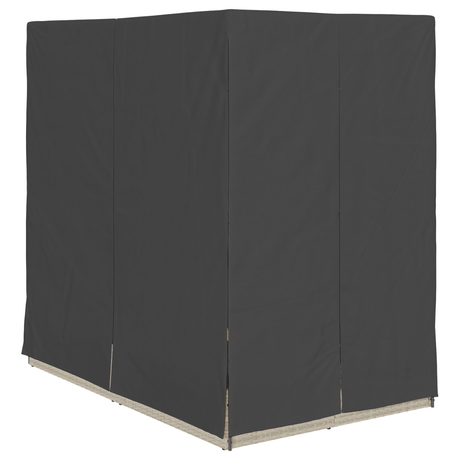 Dupla napágy tetővel és függönyökkel világosszürke poli rattan