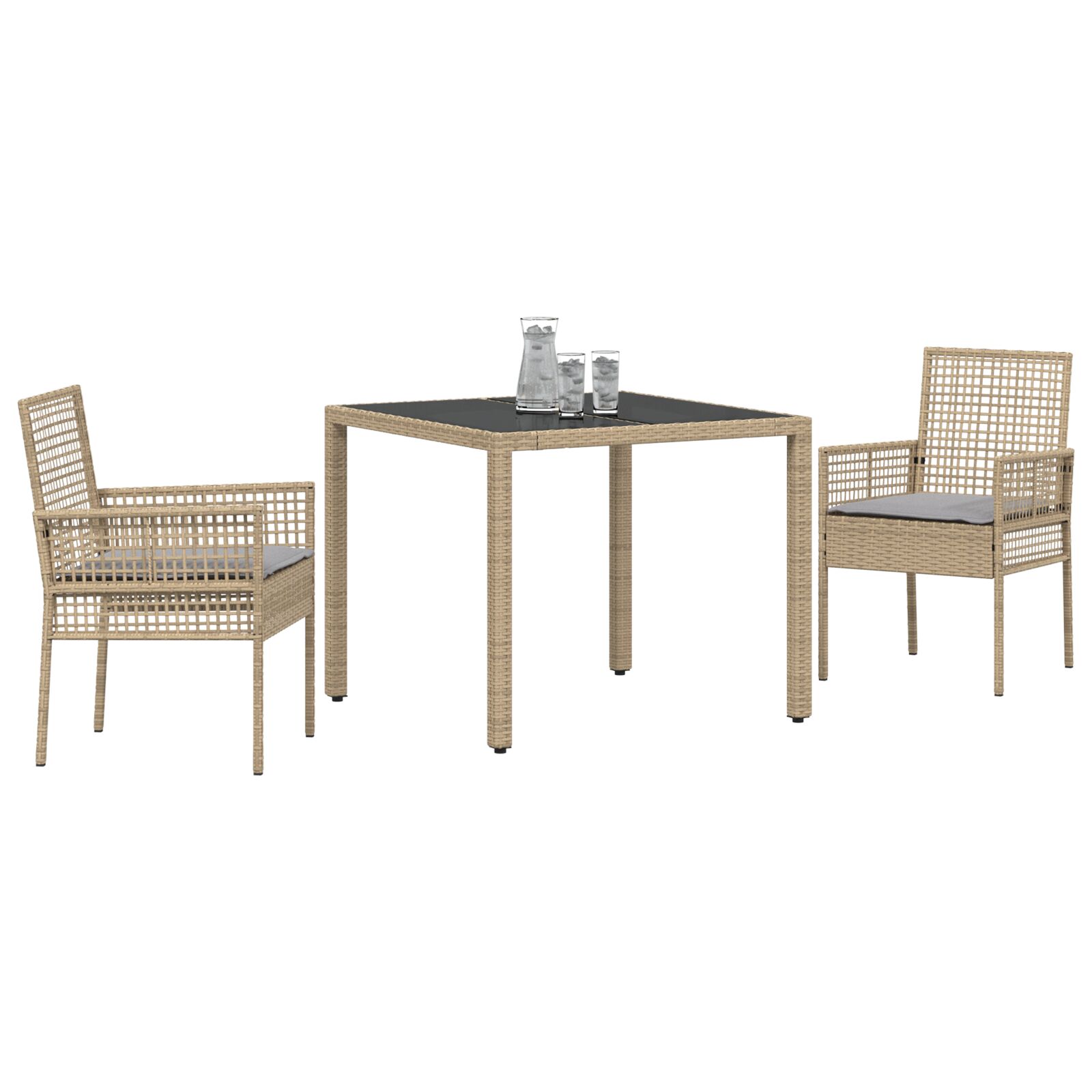 2 db bézs polirattan 90 x 90 x 75 cm uv-álló anyagok
