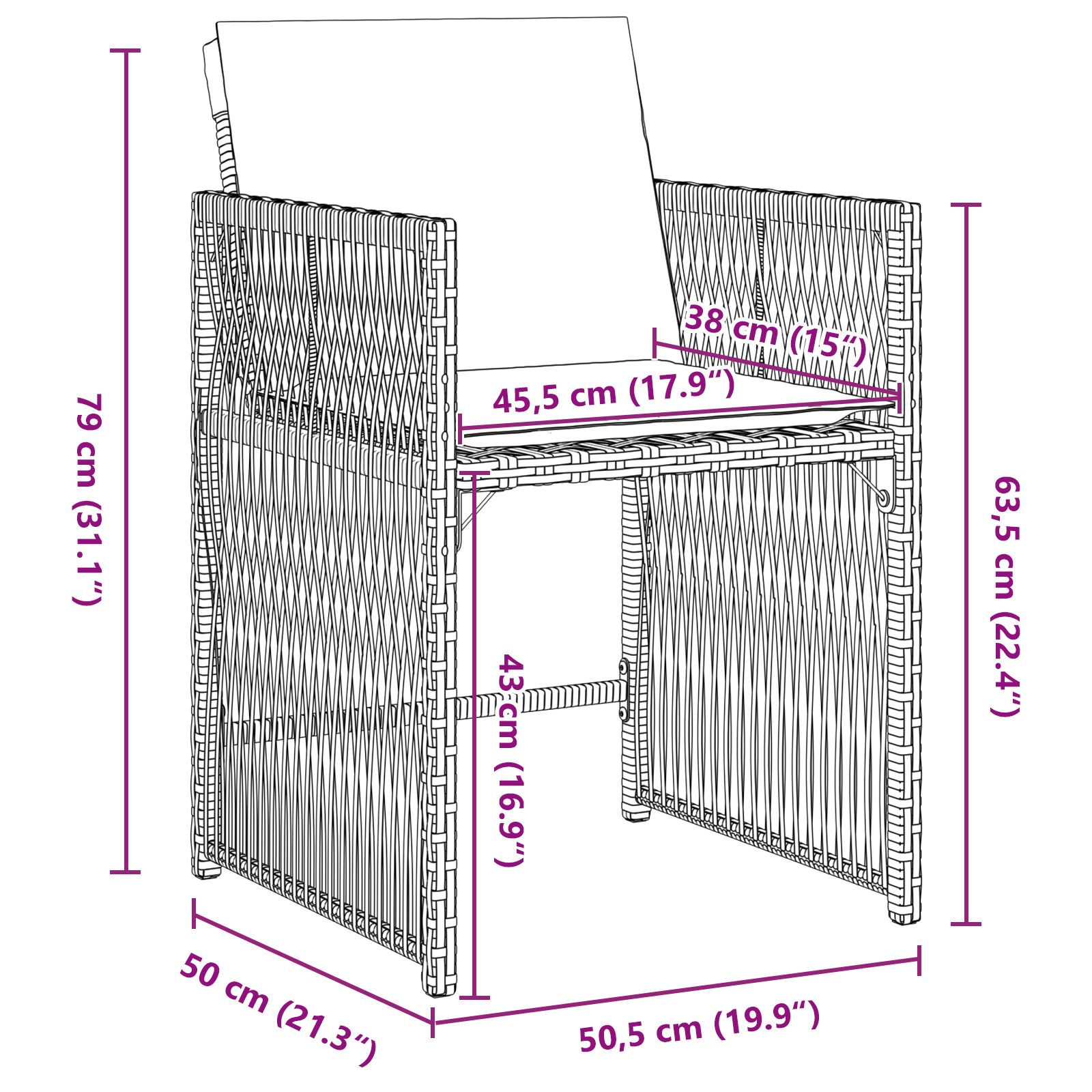 9 részes kerti étkező szett párnákkal, fekete poli rattan