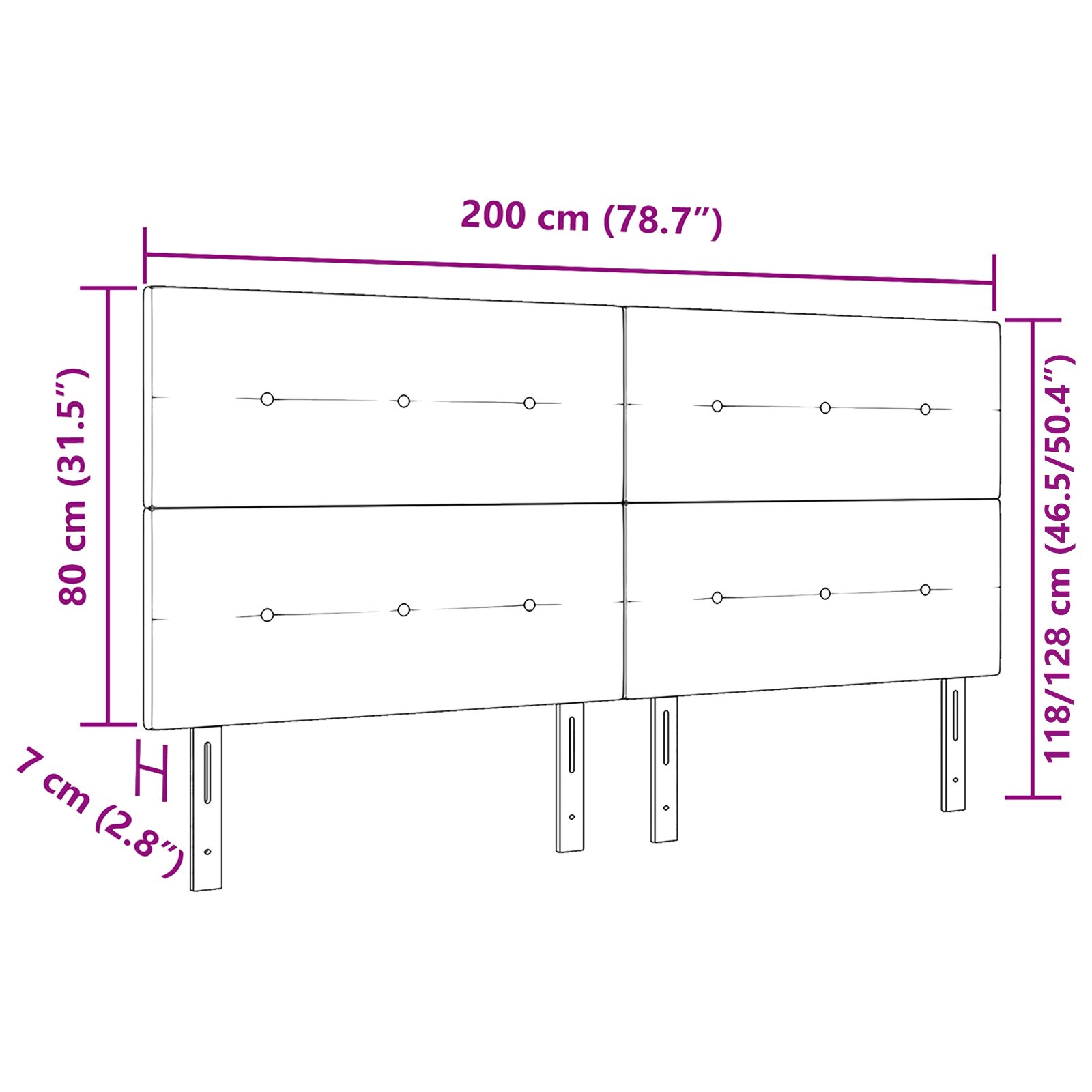 Fejtámla gombos rátét sötétszürke 200 cm bársony